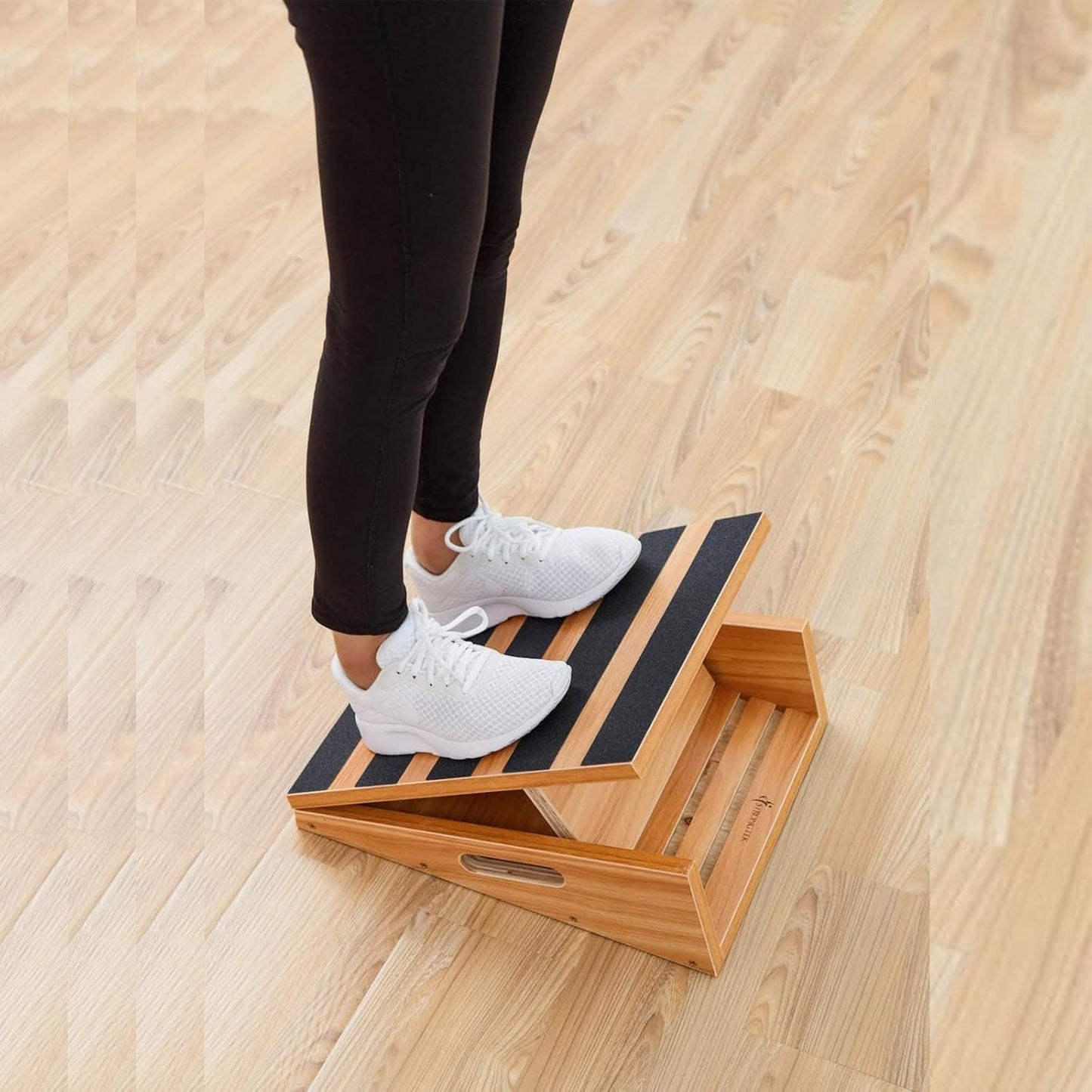 Professional Wooden Slant Board, Adjustable Incline Board and Calf Stretcher, Stretch Board - Extra Side-Handle Design for Portability