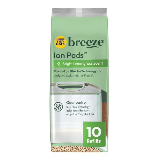 (10 Pack) Purina Breeze Bright Lemongrass Scented Ion Cat Litter Pads Refill Pack