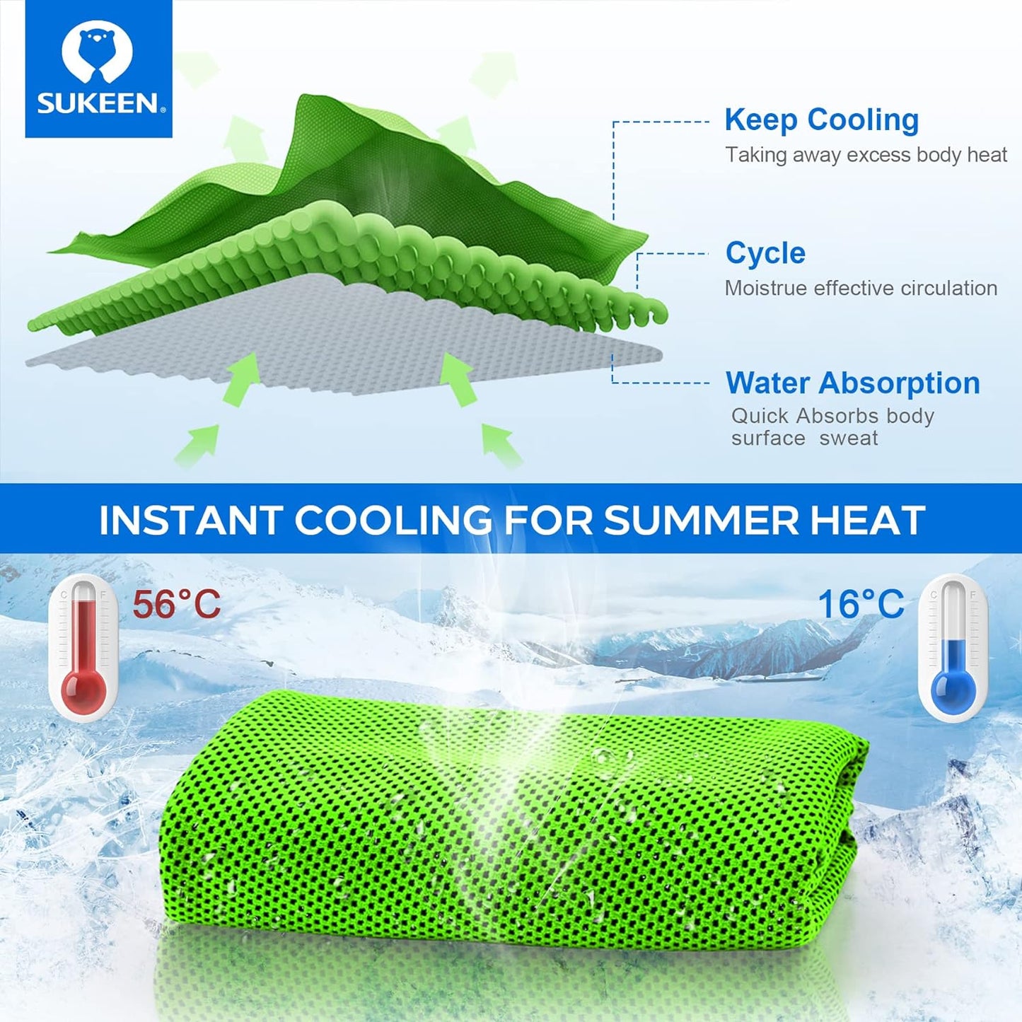 4 Pack Cooling Towels (40"X12"), Cooling Neck Wraps, Ice Towel, Soft Breathable Chilly Towel,Microfiber Towel for Yoga,Sport,Running,Gym,Workout,Camping,Fitness,Workout & More Activities