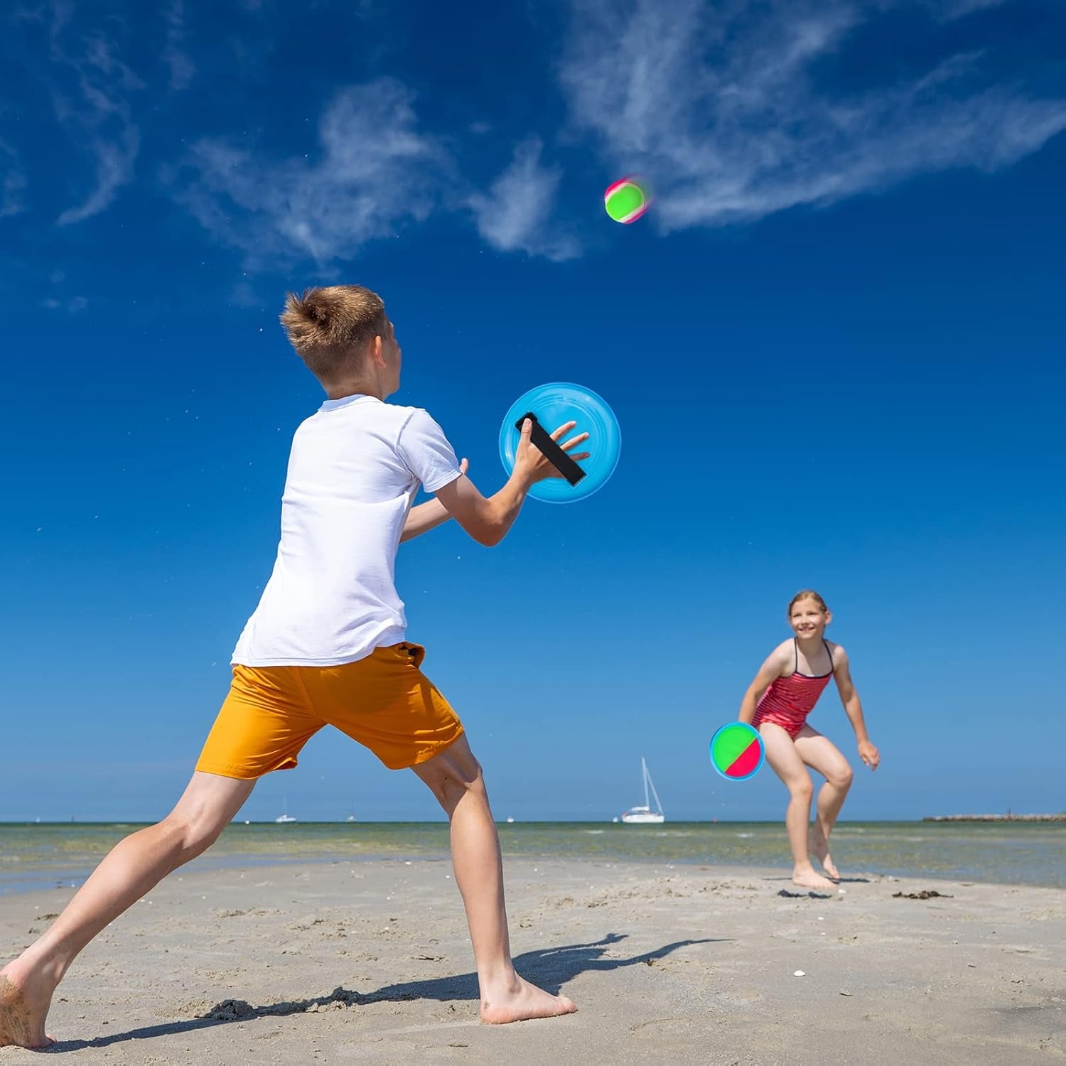 Toss and Catch Game Outdoor Toys for Kids Yard Beach Camping Toys Boys Ages 3 4 5 6 7 8 9 10 Year Olds Gifts (2 Paddles 2 Balls)