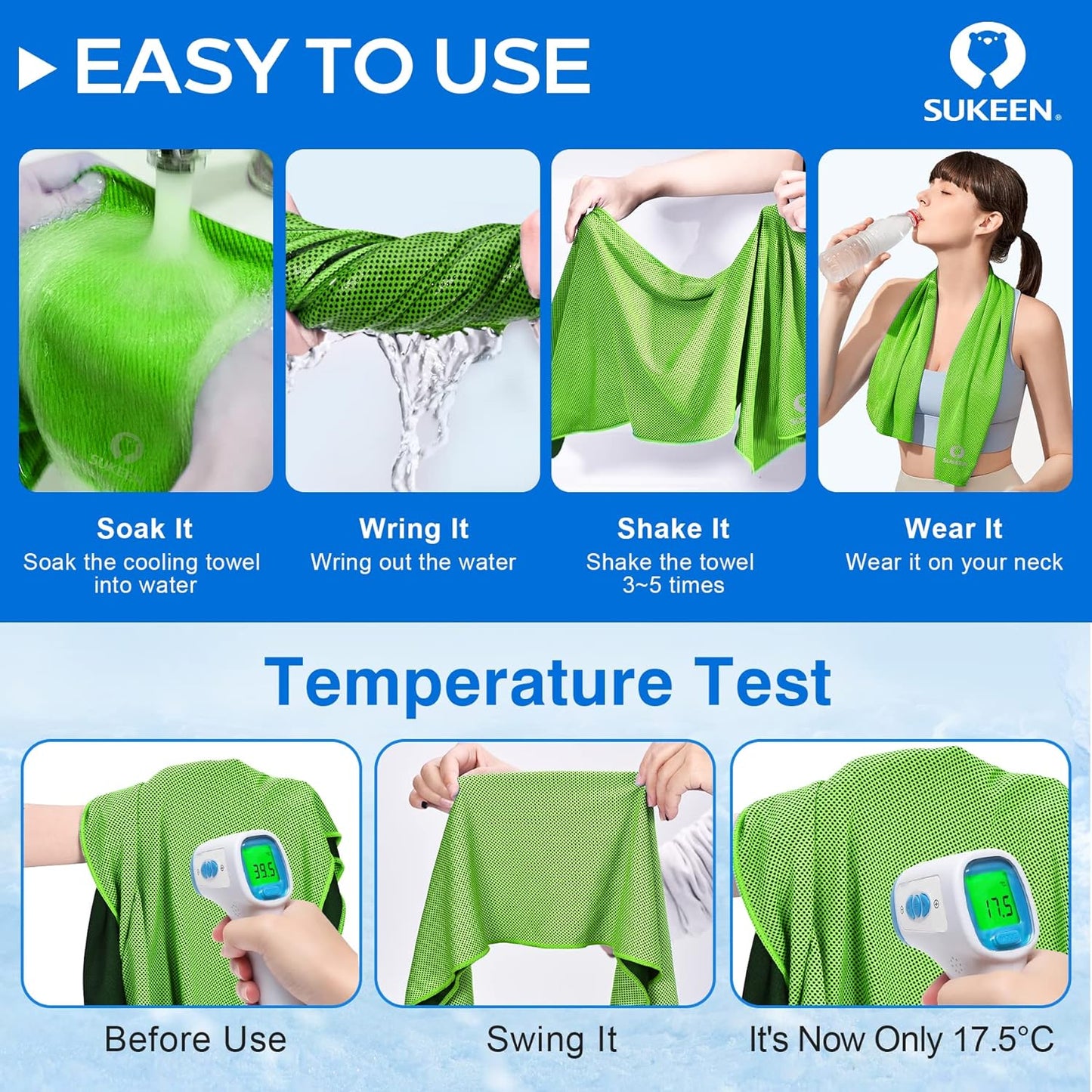 4 Pack Cooling Towels (40"X12"), Cooling Neck Wraps, Ice Towel, Soft Breathable Chilly Towel,Microfiber Towel for Yoga,Sport,Running,Gym,Workout,Camping,Fitness,Workout & More Activities