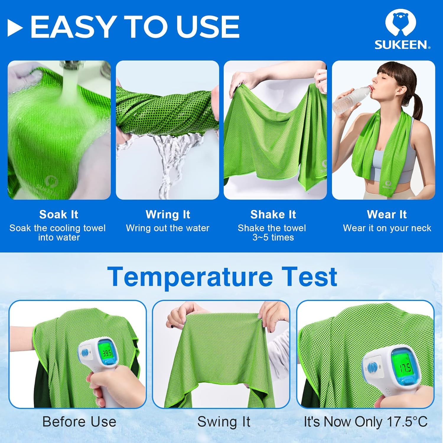 4 Pack Cooling Towels (40"X12"), Cooling Neck Wraps, Ice Towel, Soft Breathable Chilly Towel,Microfiber Towel for Yoga,Sport,Running,Gym,Workout,Camping,Fitness,Workout & More Activities