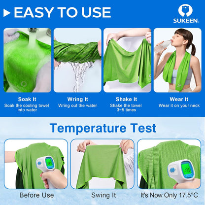 4 Pack Cooling Towels (40"X12"), Cooling Neck Wraps, Ice Towel, Soft Breathable Chilly Towel,Microfiber Towel for Yoga,Sport,Running,Gym,Workout,Camping,Fitness,Workout & More Activities