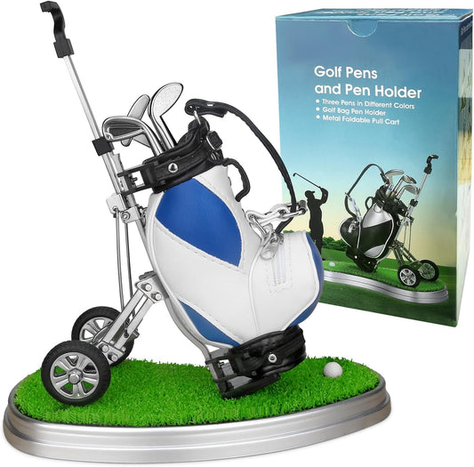 Golf Pen Holder with 3 Pieces Golf Club Pens Set Unique Golf Golf Desk Decor Gifts Souvenirs for Men