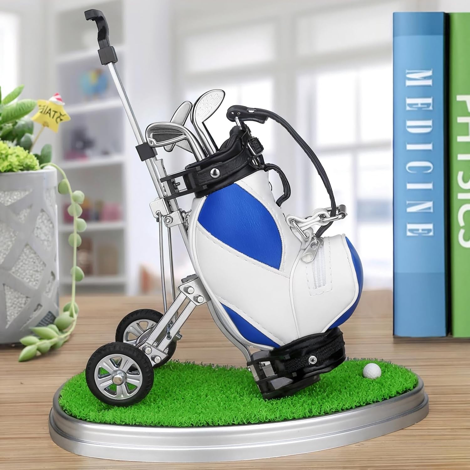 Golf Pen Holder with 3 Pieces Golf Club Pens Set Unique Golf Golf Desk Decor Gifts Souvenirs for Men