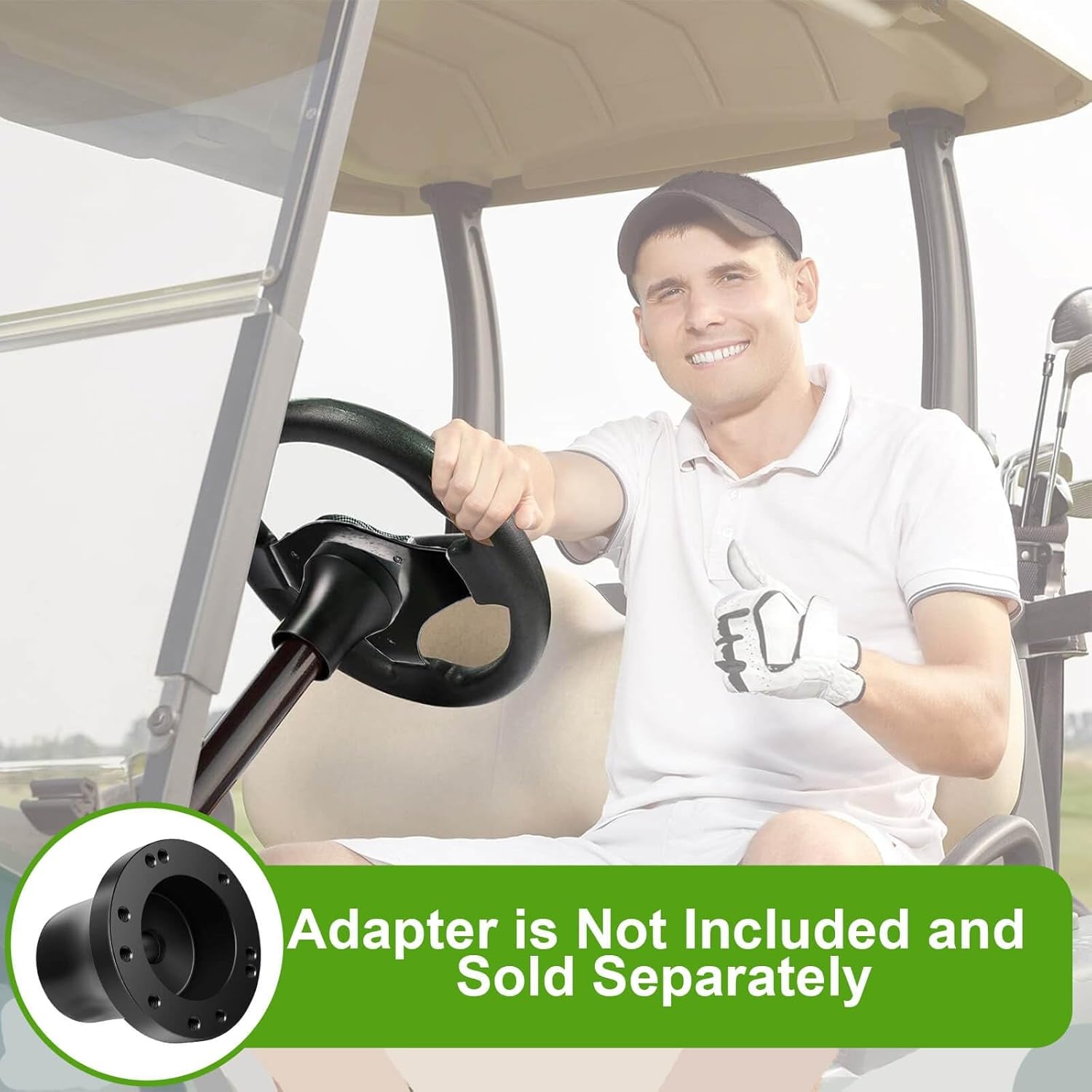 Golf Cart Steering Wheel or Adapter Hub for Golf Cart Club Car DS and Club Car Precedent EZGO Yamaha Golf Carts (Not Universal Adapter&Check Variations Below)