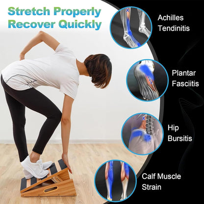 Professional Wooden Slant Board, Adjustable Incline Board and Calf Stretcher, Stretch Board - Extra Side-Handle Design for Portability