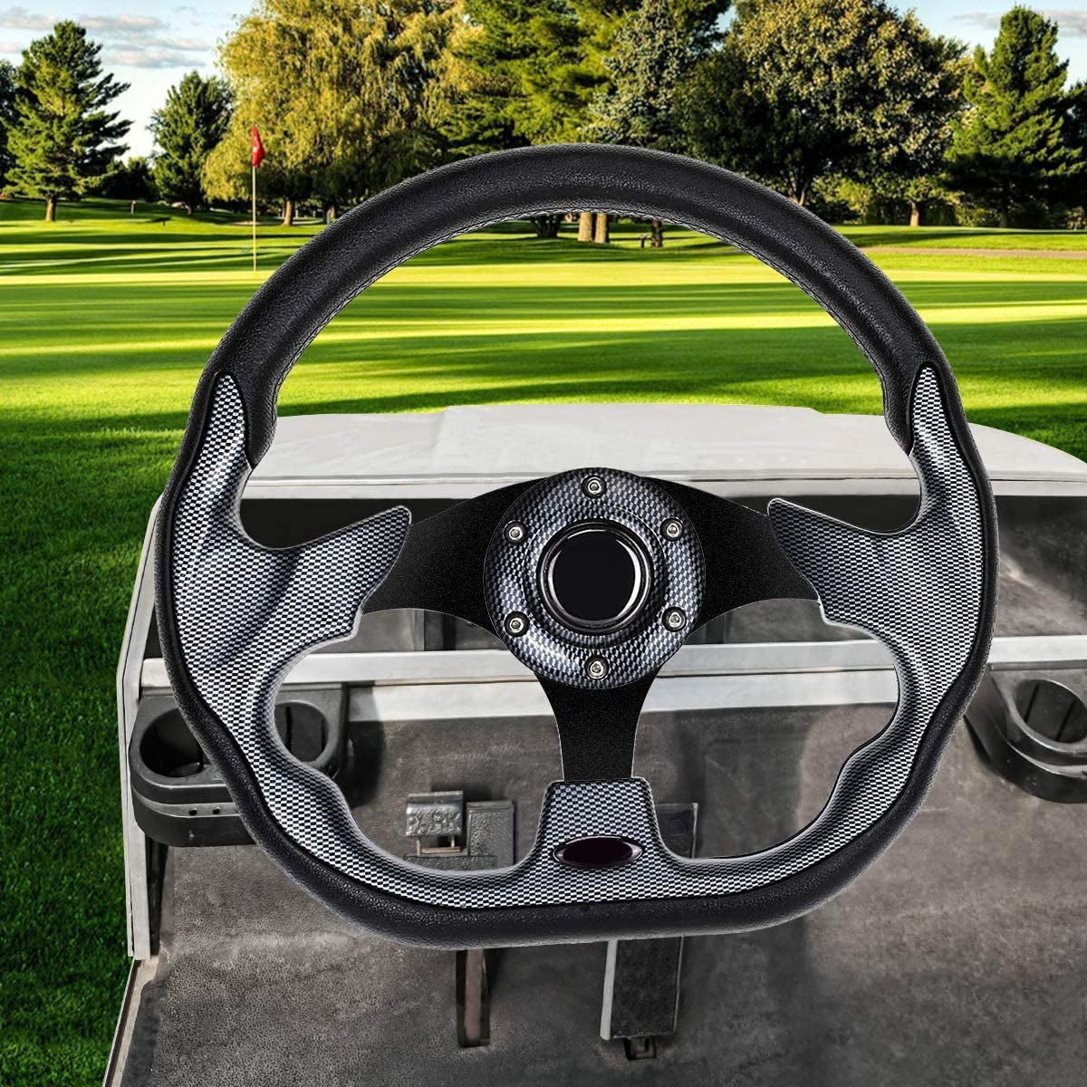 Golf Cart Steering Wheel or Adapter Hub for Golf Cart Club Car DS and Club Car Precedent EZGO Yamaha Golf Carts (Not Universal Adapter&Check Variations Below)