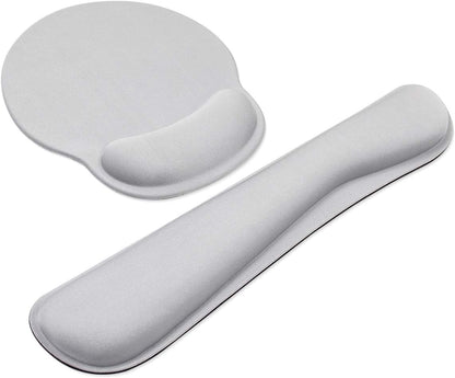 Ergonomic Keyboard Mouse Pad Wrist Support Set - Anti-Slip Keyboard Mice Mat Wrist Rest for Laptop/Computer Gaming/Office - Durable & Comfortable for Easy Typing & Pain Relief(Kwrp-Gray)
