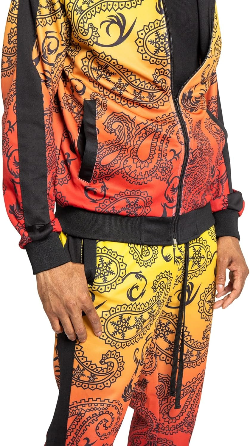 Men'S Side Stripe Zipper Jacket Drawstring Waistband Tracksuit
