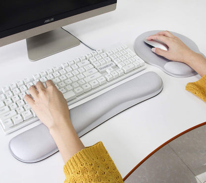 Ergonomic Keyboard Mouse Pad Wrist Support Set - Anti-Slip Keyboard Mice Mat Wrist Rest for Laptop/Computer Gaming/Office - Durable & Comfortable for Easy Typing & Pain Relief(Kwrp-Gray)