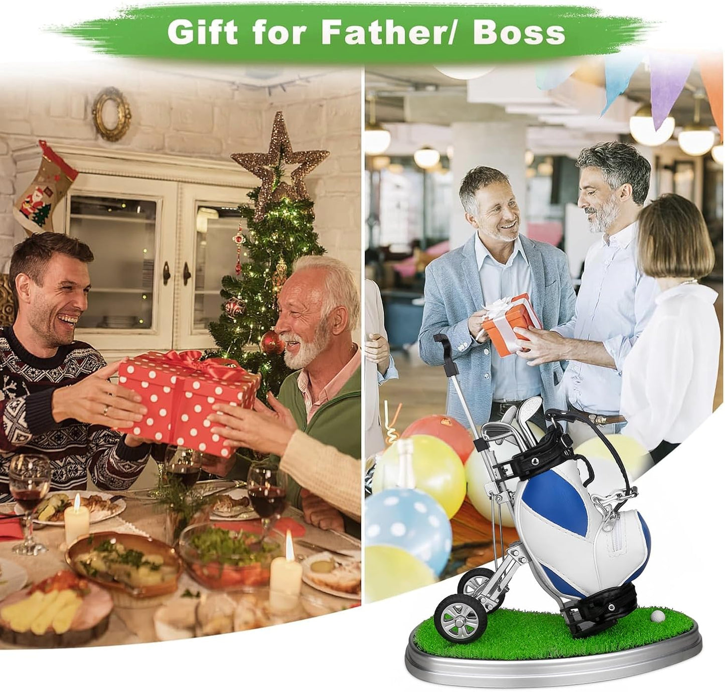 Golf Pen Holder with 3 Pieces Golf Club Pens Set Unique Golf Golf Desk Decor Gifts Souvenirs for Men