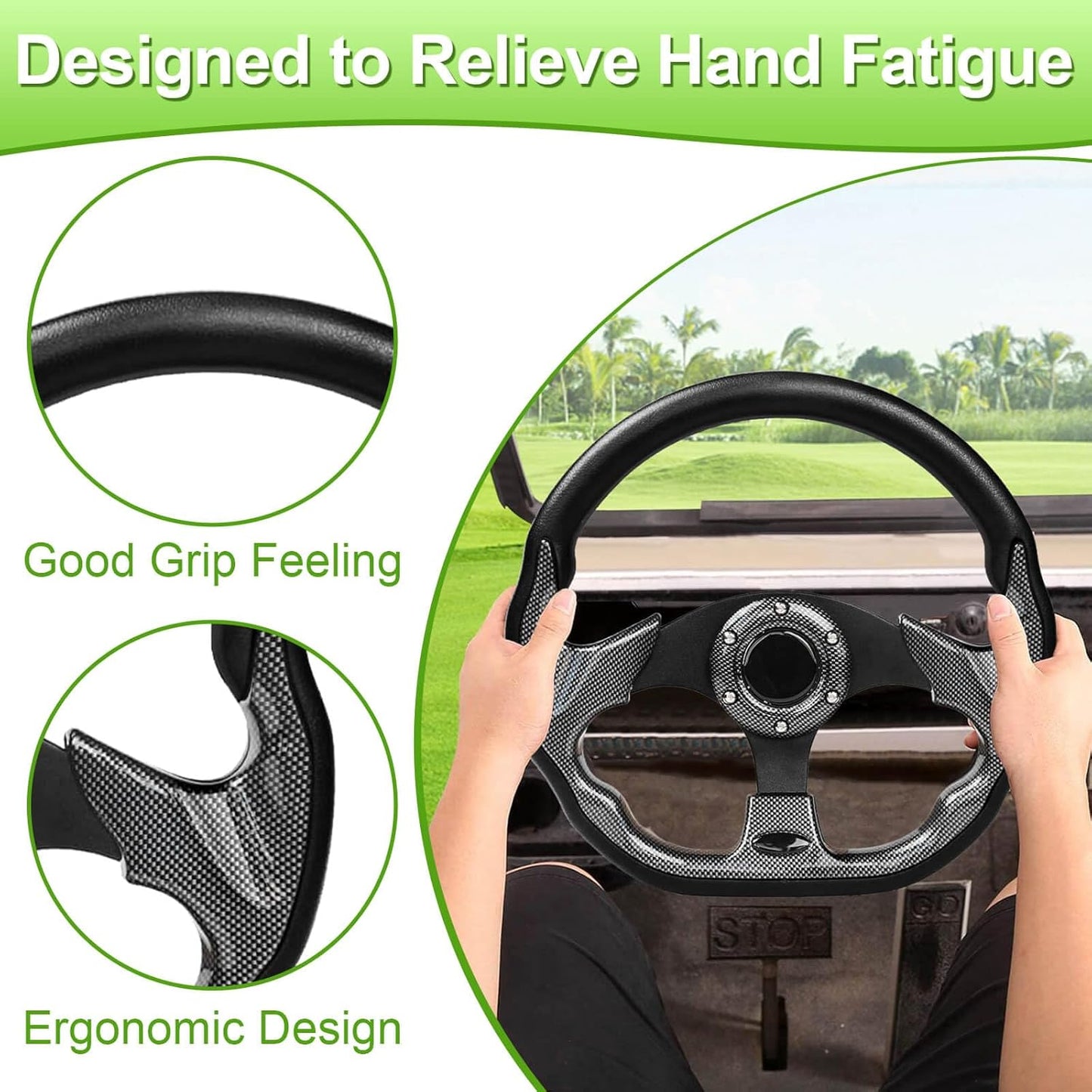 Golf Cart Steering Wheel or Adapter Hub for Golf Cart Club Car DS and Club Car Precedent EZGO Yamaha Golf Carts (Not Universal Adapter&Check Variations Below)