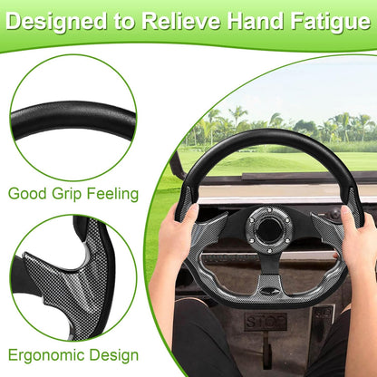 Golf Cart Steering Wheel or Adapter Hub for Golf Cart Club Car DS and Club Car Precedent EZGO Yamaha Golf Carts (Not Universal Adapter&Check Variations Below)