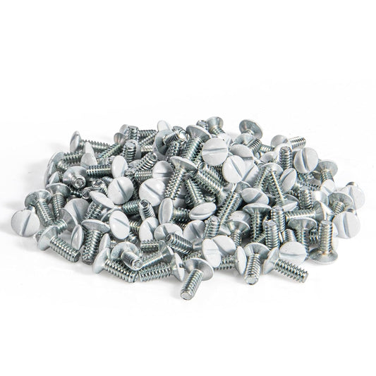 3/8" Long 6-32 Thread, Oval Head Milled Slot Replacement Wall Plate Screws, 90 Pack, White