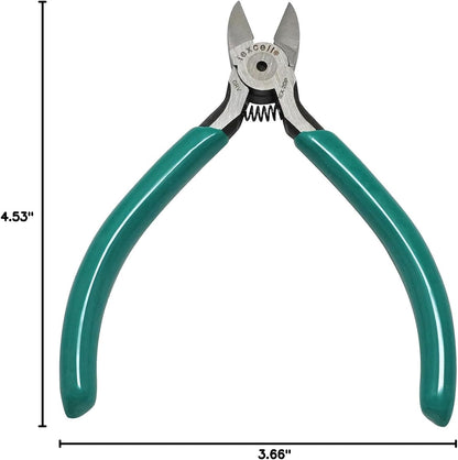 4.5" Side Cutter Diagonal Wire Cutting Pliers Nippers Repair Tool, Green, Chrome-Vanadium Steel