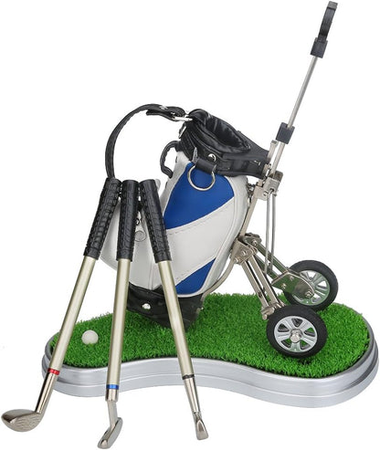 Golf Pen Holder with 3 Pieces Golf Club Pens Set Unique Golf Golf Desk Decor Gifts Souvenirs for Men