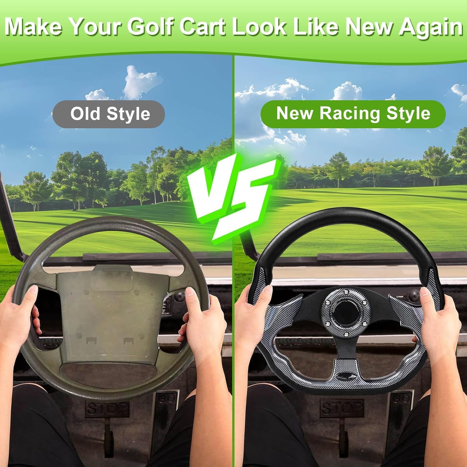 Golf Cart Steering Wheel or Adapter Hub for Golf Cart Club Car DS and Club Car Precedent EZGO Yamaha Golf Carts (Not Universal Adapter&Check Variations Below)