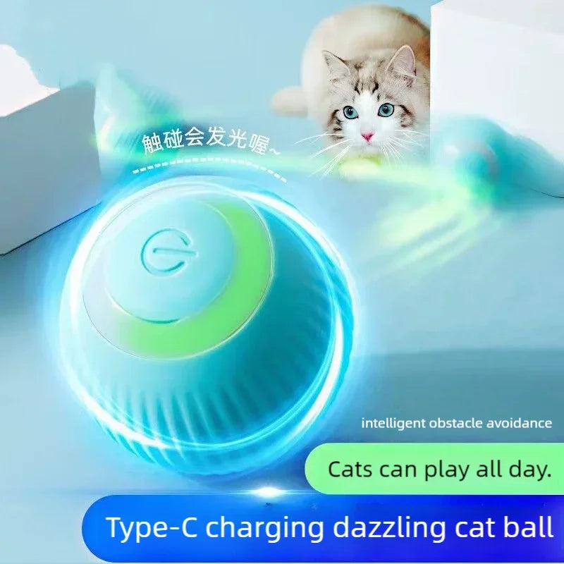Automatic Electric Cat Ball Toy Interactive Rolling Smart Self-Moving Kitten Plaything for Indoor Cats Training and Fun