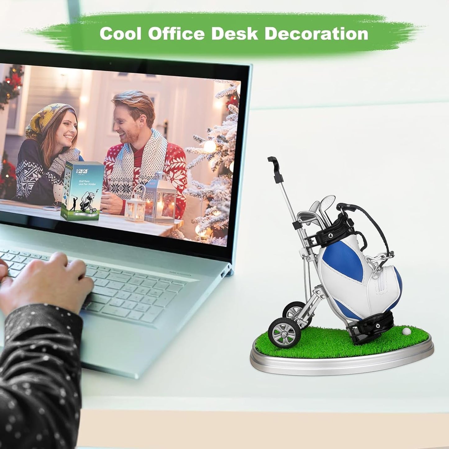 Golf Pen Holder with 3 Pieces Golf Club Pens Set Unique Golf Golf Desk Decor Gifts Souvenirs for Men