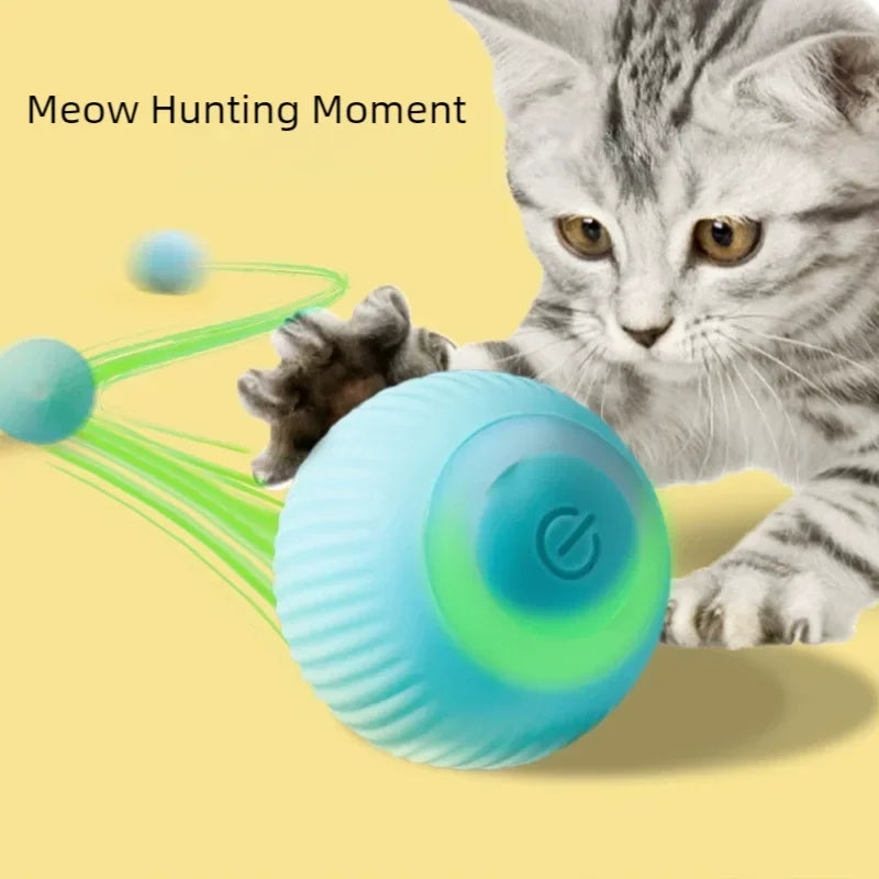 Automatic Electric Cat Ball Toy Interactive Rolling Smart Self-Moving Kitten Plaything for Indoor Cats Training and Fun